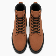 Melodiapelle Meilbourne Combat Boot in rust tan leather, pair top-down view, handcrafted in Agra