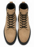Melodiapelle Meilbourne Combat Boot in sand beige suede, pair top-down view, handcrafted in Agra
