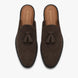 Melodiapelle Mendiai Mule in dark brown suede, pair top-down view, handcrafted in Agra