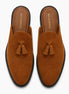 Melodiapelle Mendiai Mule in rust tan suede, pair top-down view, handcrafted in Agra