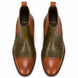 Melodiapelle Merida Floral-Embossed Chelsea Boot in olive and tan leather, pair top-down view, handcrafted in Agra
