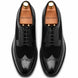 Melodiapelle Meta Semi-Brogue Oxford in nero black leather, pair top-down view, handcrafted in Agra