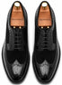 Melodiapelle Meta Semi-Brogue Oxford in nero black leather, pair top-down view, handcrafted in Agra