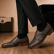 Melodiapelle Mexico Double Monk Strap in brown leather worn with formal trousers, on-feet shot