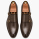 Melodiapelle Mexico Double Monk Strap in brown leather, pair top-down view, handcrafted in Agra