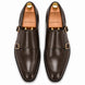 Melodiapelle Mexico Double Monk Strap in brown leather, pair top-down view, handcrafted in Agra