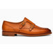 Side profile of the Mexico Double Monk Strap in honey tan burnished leather on white background