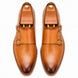Melodiapelle Mexico Double Monk Strap in honey tan burnished leather, pair top-down view, handcrafted in Agra