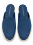 Melodiapelle Michelle Mule in royal blue suede, pair top-down view, handcrafted in Agra