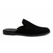 Side profile of the Mila Mule in black suede on white background