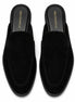 Melodiapelle Mila Mule in black suede, pair top-down view, handcrafted in Agra