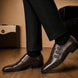 Melodiapelle Milan Triple Monk Strap Loafer in brown leather worn with formal trousers, on-feet shot