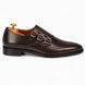 Side profile of the Milan Triple Monk Strap Loafer in brown leather on white background