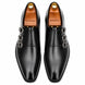 Melodiapelle Milan Triple Monk Strap Loafer in nero black leather, pair top-down view, handcrafted in Agra