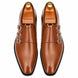 Melodiapelle Milan Triple Monk Strap Loafer in tan leather, pair top-down view, handcrafted in Agra