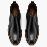 Melodiapelle Mirage Chelsea Boot in nero black leather, pair top-down view, handcrafted in Agra