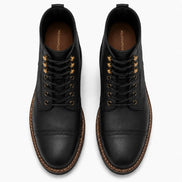 Melodiapelle Miranda Cap Toe Heritage Boot in black leather, pair top-down view, handcrafted in Agra