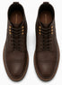 Melodiapelle Miranda Cap Toe Heritage Boot in dark brown waxed leather, pair top-down view, handcrafted in Agra