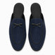 Melodiapelle Missoni Mule in navy textured suede with bow detail, pair top-down view, handcrafted in Agra