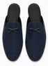 Melodiapelle Missoni Mule in navy textured suede with bow detail, pair top-down view, handcrafted in Agra