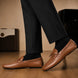 Melodiapelle Missouri Loafer in tan leather worn with trousers, on-feet shot