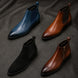 Melodiapelle Molino Zip Ankle Boot collection in cognac, blue and black leather, handcrafted ankle boots displayed together