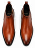 Melodiapelle Molino Zip Ankle Boot in burnished cognac leather, pair top-down view, handcrafted in Agra