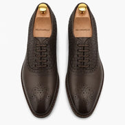 Melodiapelle Monaldo Woven Brogue Oxford in brown leather, pair top-down view, handcrafted in Agra