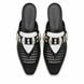 Melodiapelle Monatella Mule in black and white woven leather, pair top-down view, handcrafted in Agra
