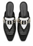 Melodiapelle Monatella Mule in black and white woven leather, pair top-down view, handcrafted in Agra