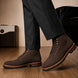 Melodiapelle Montblanc Heritage Lace-Up Boot in brown leather worn with trousers, on-feet shot