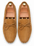 Melodiapelle Montgomery Loafer in camel tan suede, pair top-down view, handcrafted in Agra