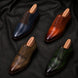 Melodiapelle Montserrat Two-Tone Saddle Oxford collection in navy, brown, black and tan leather, handcrafted saddle Oxford shoes displayed together