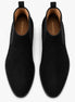 Melodiapelle Moorgate Suede Chelsea Boot in jet black suede, pair top-down view, handcrafted in Agra
