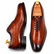 Cognac tan leather wholecut Oxford, three-quarter angle showing heel and Goodyear-welted stitching