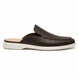 Side profile of the Moreno Mule in dark brown croc-embossed leather on white background