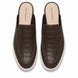 Melodiapelle Moreno Mule in dark brown croc-embossed leather, pair top-down view, handcrafted in Agra