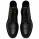 Melodiapelle Morocco Cap Toe Combat Boot in black leather, pair top-down view, handcrafted in Agra