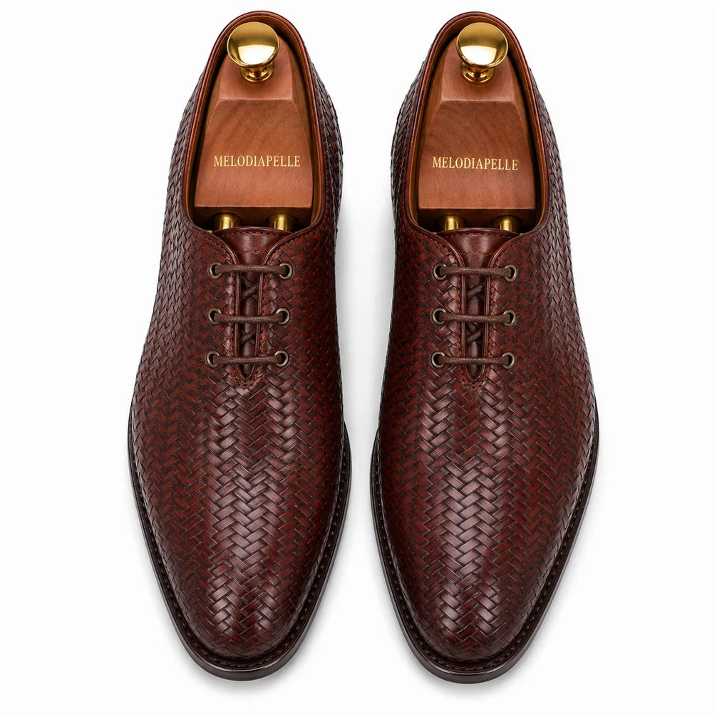 Morrigan Full-Woven Oxford for Men - Handmade Basket-Weave Leather Dress Shoes