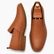 Tan leather opera slip-on, three-quarter angle showing heel and gusset detailing