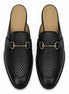 Melodiapelle Munar Mule in black woven leather, pair top-down view, handcrafted in Agra