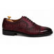 Side profile of the Munich Woven Brogue Oxford in bordeaux leather on white background