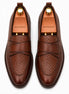 Melodiapelle Mustang Croc-Penny Loafer in dark chocolate leather, pair top-down view, handcrafted in Agra