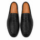 Melodiapelle Rossi Mule in black woven leather, pair top-down view, handcrafted in Agra
