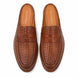 Melodiapelle Rossi Mule in cognac tan woven leather, pair top-down view, handcrafted in Agra