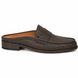 Side profile of the Rossi Mule in dark brown woven leather on white background