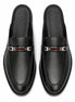 Melodiapelle Sergio Mule in black leather, pair top-down view, handcrafted in Agra