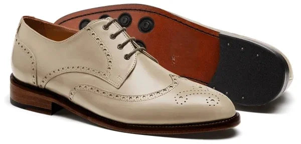 Montaldo Bone-Calf Studded-Sole Wingtip Derby for Men - Brogued Leather Statement Shoes