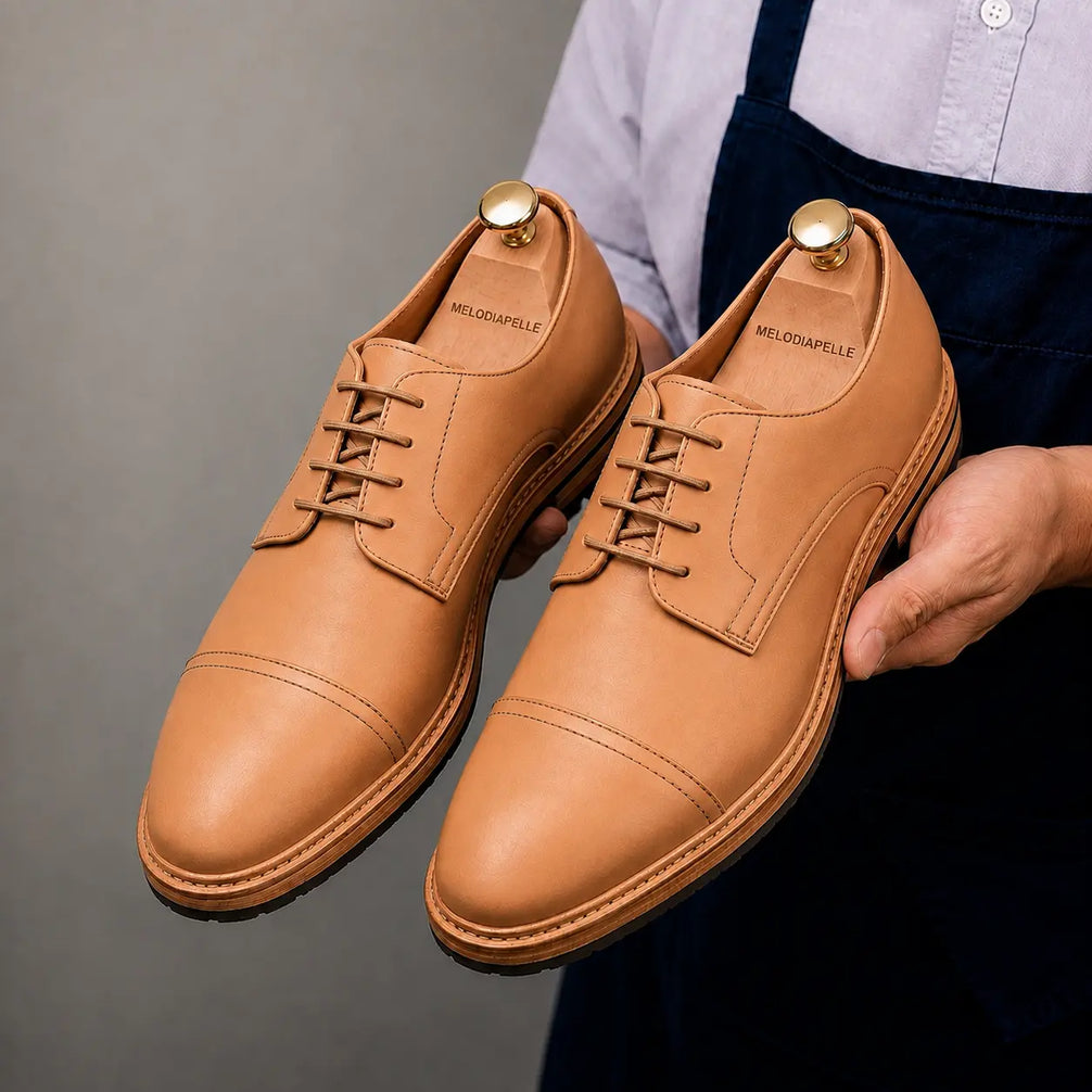 Max Cap-Toe Derby for Men - Nubuck Goodyear Welted Leather Shoes